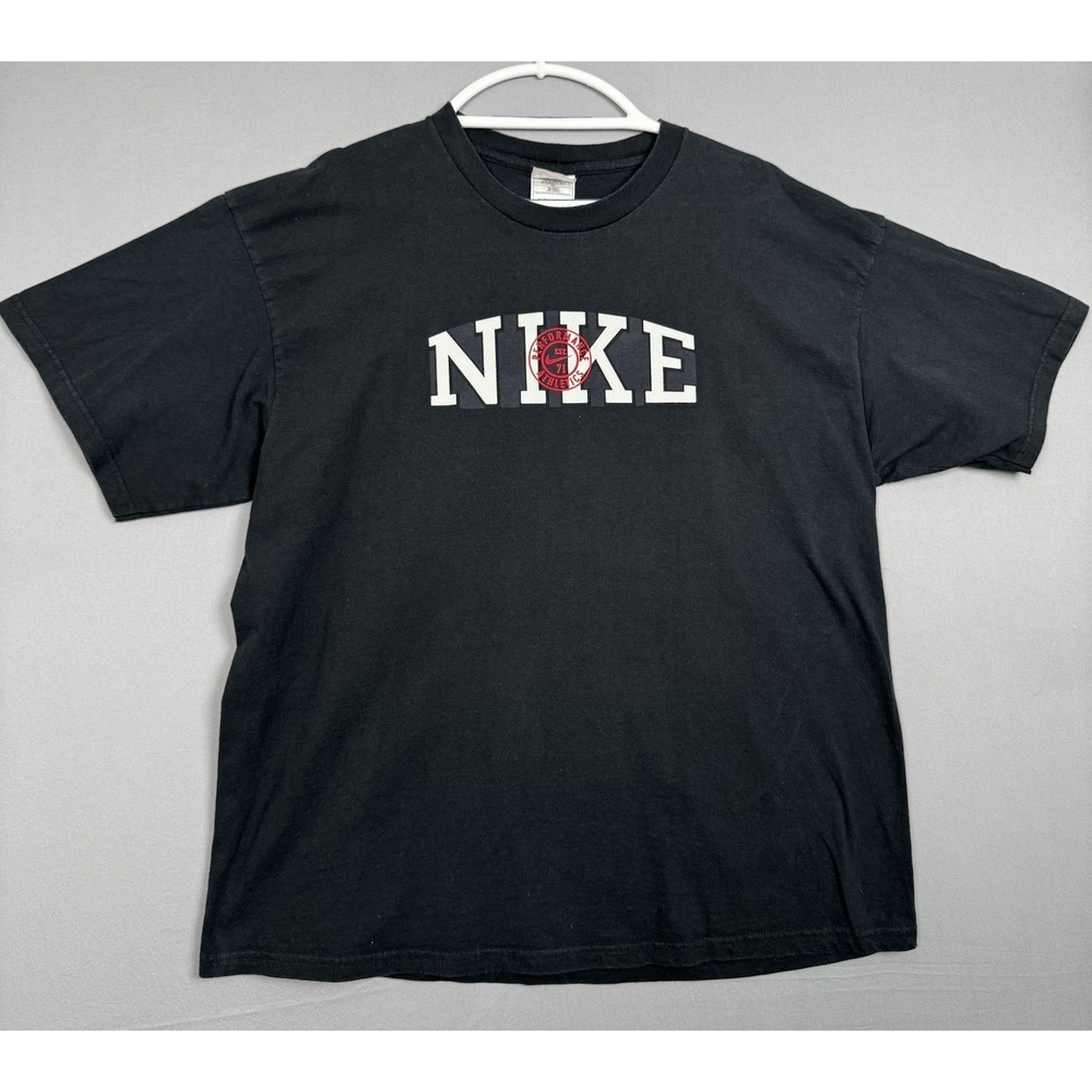 Vintage Nike Spellout T-Shirt Mens XL‎ Black Short Sleeve Tee Stamped 90s Y2K